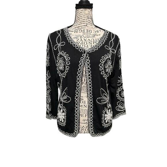 Lauren Michelle Womens Med Embroidered Loops Flowers 1-Button Cardigan Fairy - Picture 1 of 5
